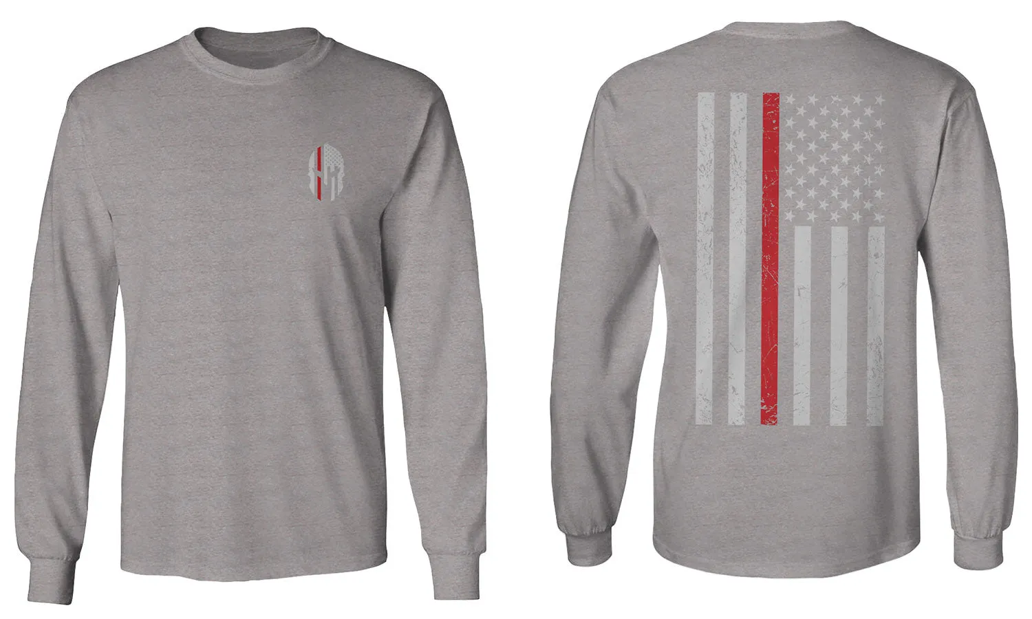 Greek Helmet America Support Thin Red Line Fonts Firefighter mens Long sleeve t shirt