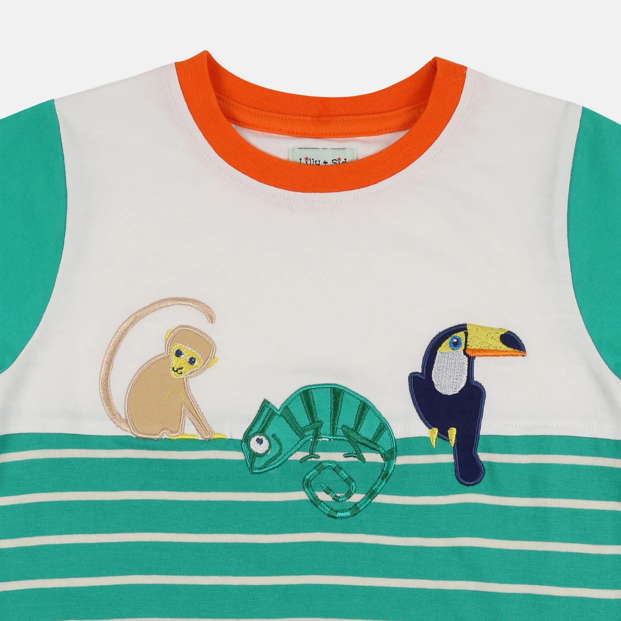 Green Animal Kingdom Applique T-Shirt