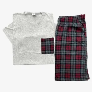 Grey Squared Pattern Short PJ S-140