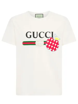Gucci Les Pommes Apple Printed T-Shirt in White