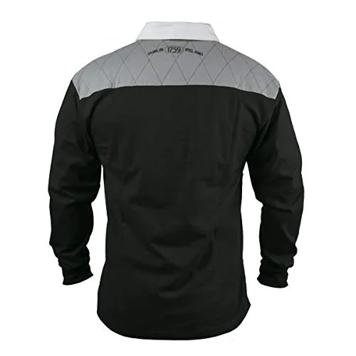 Guinness Heritage Charcoal and Black Rugby Jersey Long Sleeve Rugby Shirts for Men | Mens Ireland Polo Jerseys