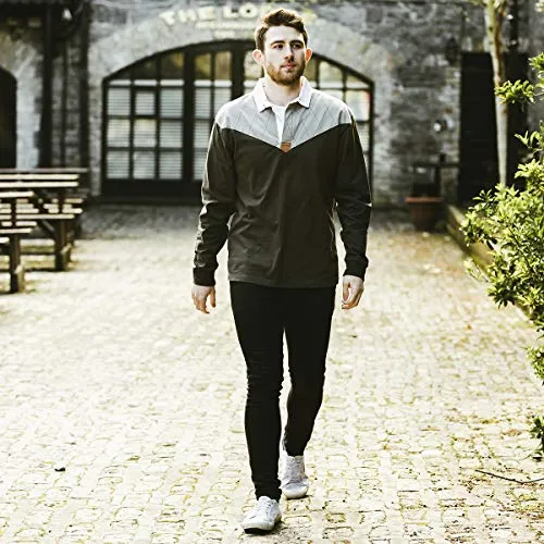 Guinness Heritage Charcoal and Black Rugby Jersey Long Sleeve Rugby Shirts for Men | Mens Ireland Polo Jerseys