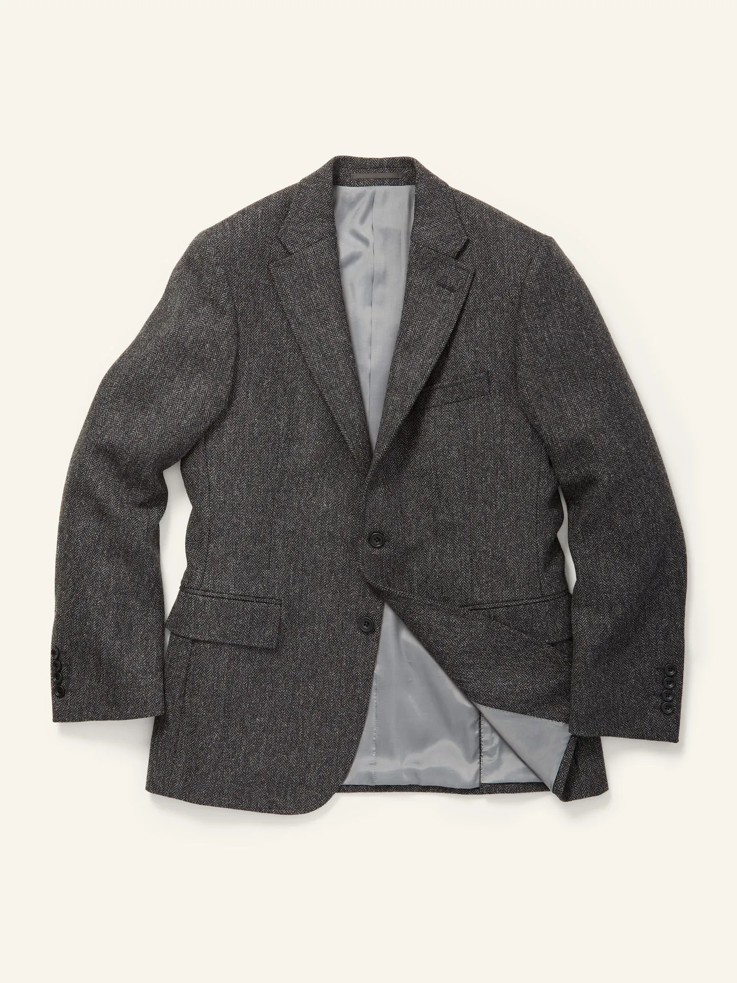Gunton Herringbone Tweed Jacket Charcoal
