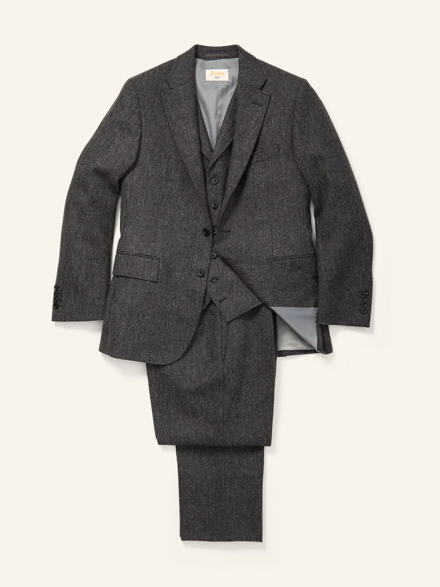 Gunton Herringbone Tweed Jacket Charcoal