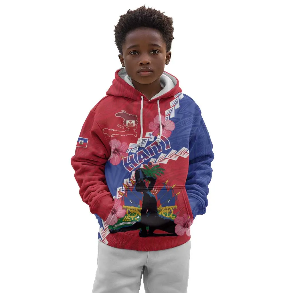 Haiti Neg Maron Kid Hoodie Coat Of Arms - Hisbicus Polynesian LT15