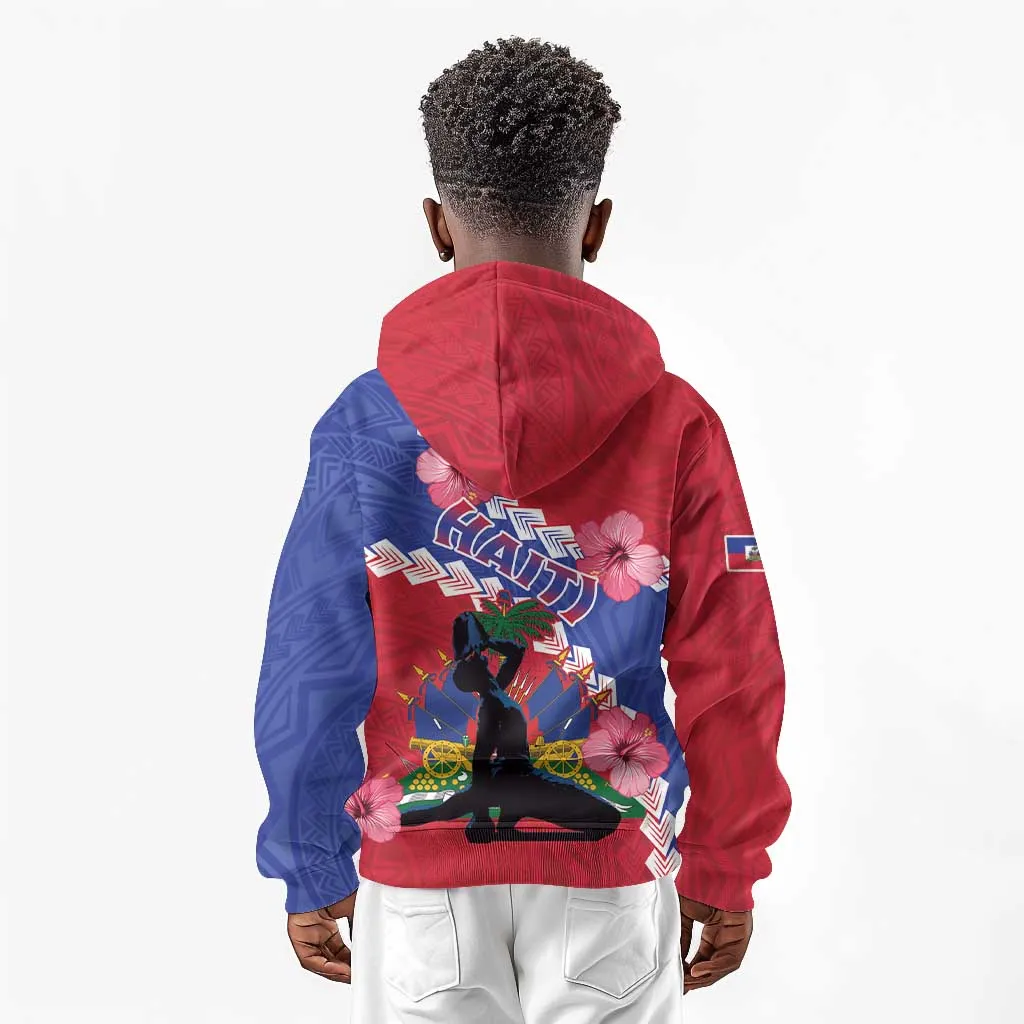 Haiti Neg Maron Kid Hoodie Coat Of Arms - Hisbicus Polynesian LT15