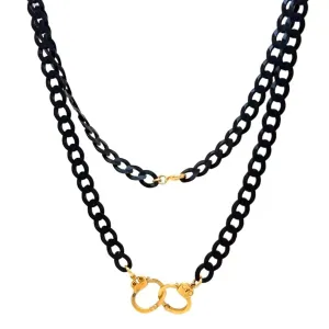 Handcuff Rhodium Plated Curb Chain Necklace