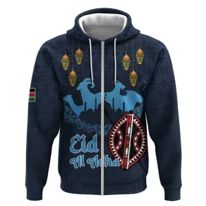 Happy Eid Al-Adha Zip Hoodie Kenya Mubarak LT15