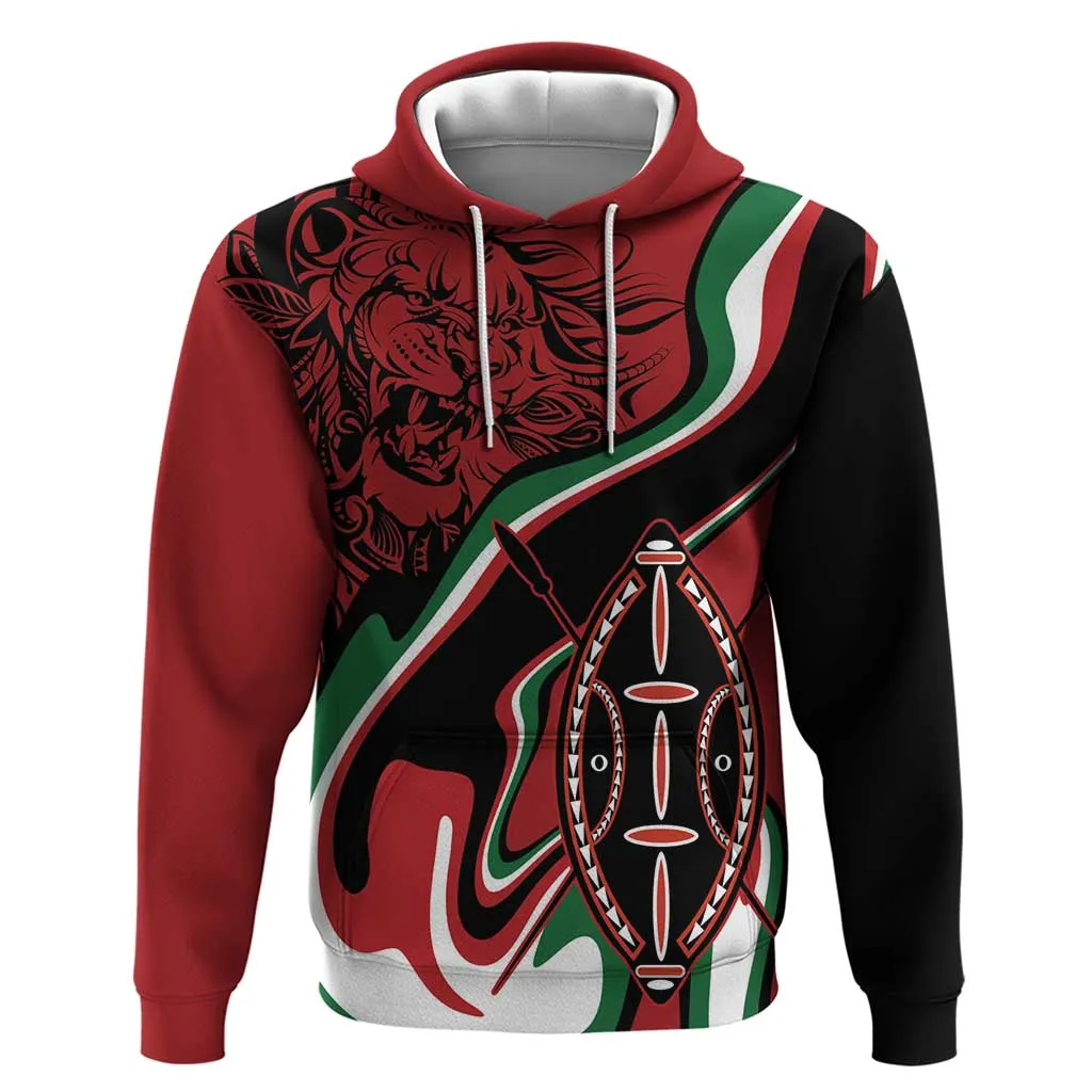 Happy Jamhuri Day Kenya Zip Hoodie Kenyan Lion and Maasai Shield LT9