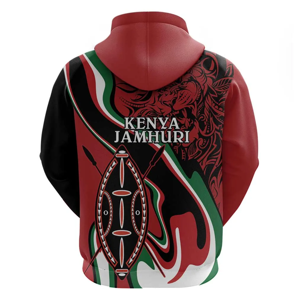 Happy Jamhuri Day Kenya Zip Hoodie Kenyan Lion and Maasai Shield LT9
