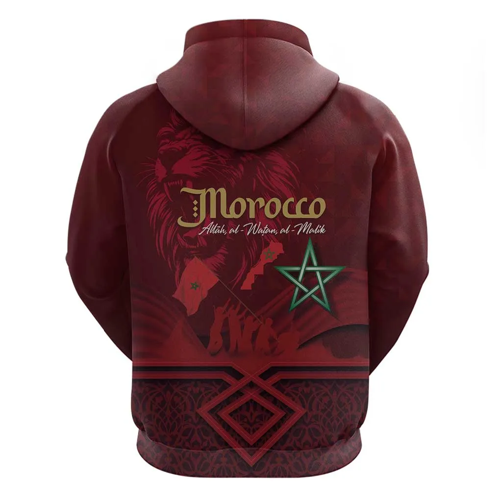 Happy Proclamation of Independence of Morocco Zip Hoodie Barbary Lion's Roar - Fight for Free and Peace LT03