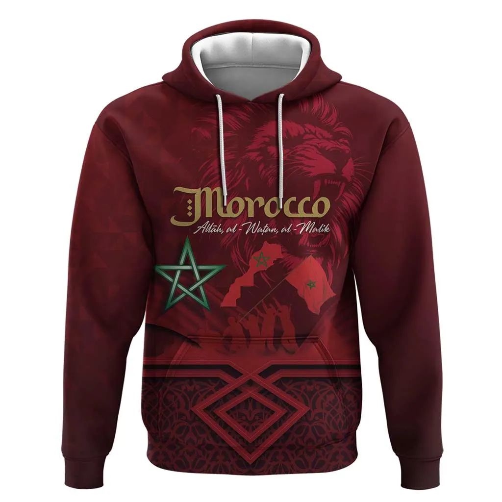Happy Proclamation of Independence of Morocco Zip Hoodie Barbary Lion's Roar - Fight for Free and Peace LT03