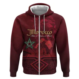 Happy Proclamation of Independence of Morocco Zip Hoodie Barbary Lion's Roar - Fight for Free and Peace LT03