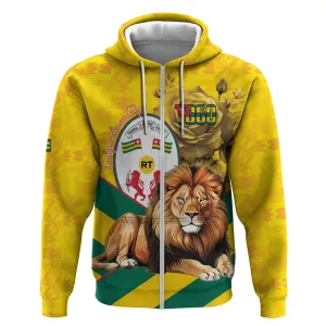 Happy Togo Independence Day Zip Hoodie Lion With Coat Of Arms - Kente Pattern LT15
