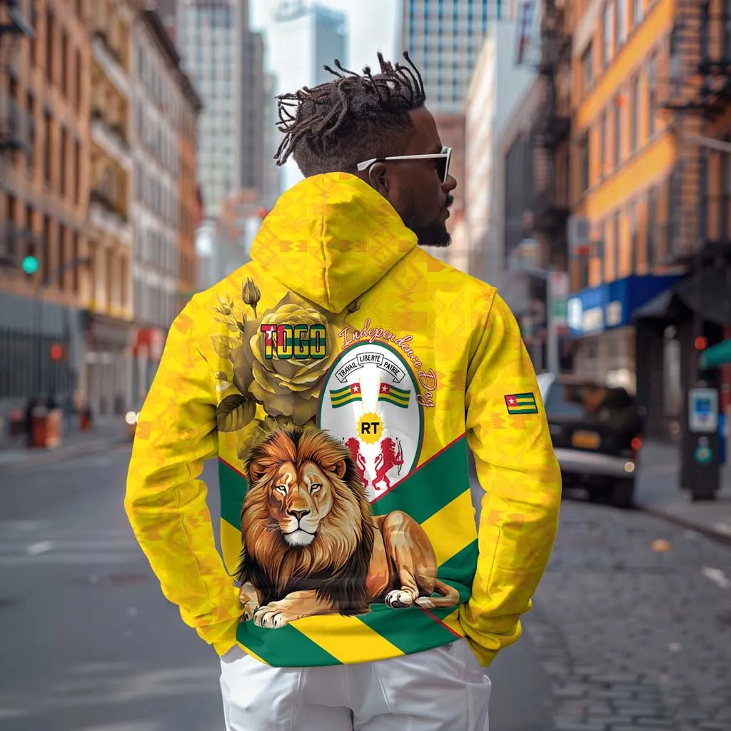 Happy Togo Independence Day Zip Hoodie Lion With Coat Of Arms - Kente Pattern LT15