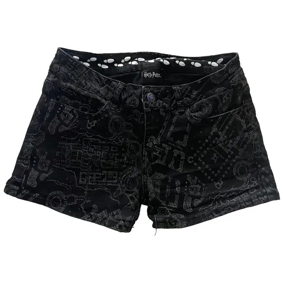 Harry Potter Marauder's Map Print &quot;I Solemnly Swear&quot; Denim Shorts