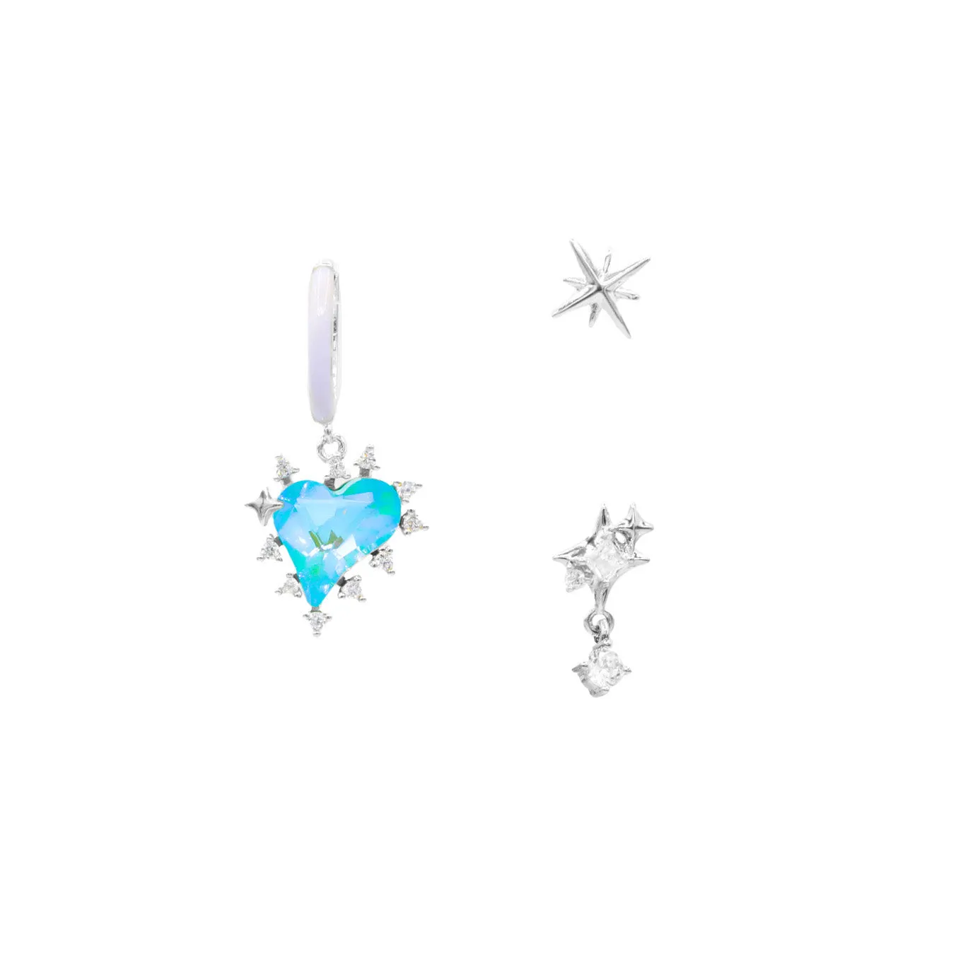 Heart Stud Hoop Earring Set