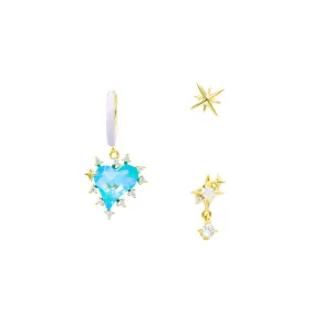 Heart Stud Hoop Earring Set