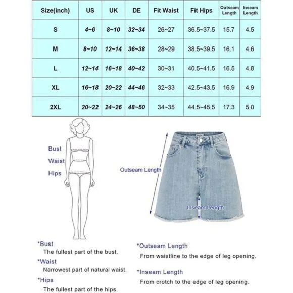 High Waisted Denim Shorts Rolled Hem Wide Leg Casual Jean Shorts with Pockets