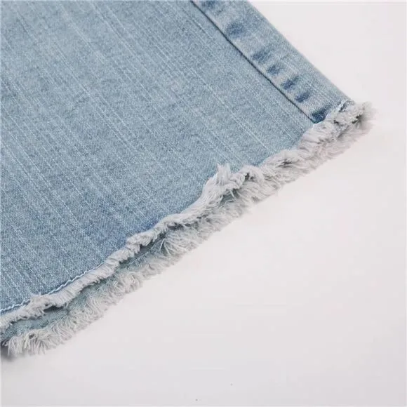 High Waisted Denim Shorts Rolled Hem Wide Leg Casual Jean Shorts with Pockets