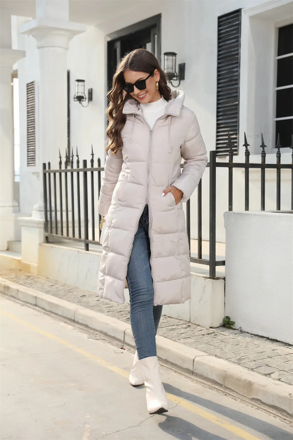 Hooded Long Slim-Fit Winter Cotton Padded Coat