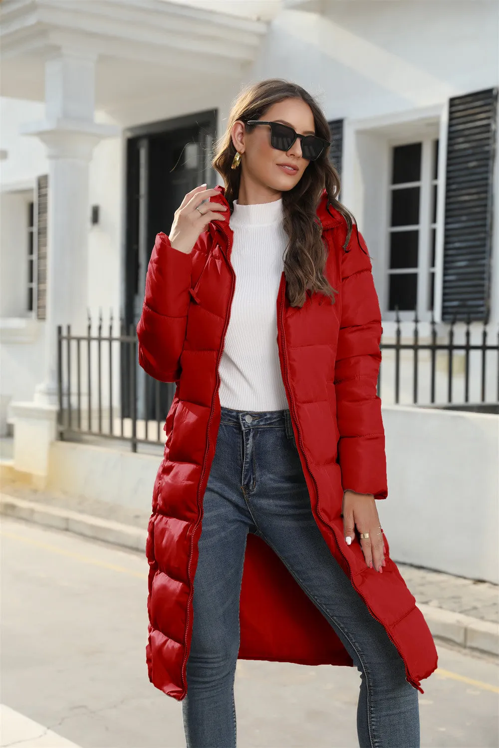Hooded Long Slim-Fit Winter Cotton Padded Coat