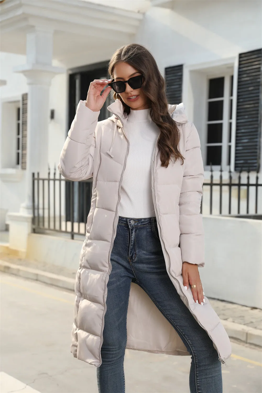 Hooded Long Slim-Fit Winter Cotton Padded Coat