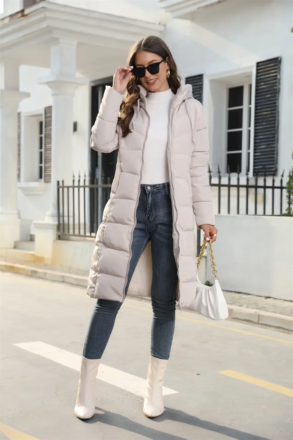 Hooded Long Slim-Fit Winter Cotton Padded Coat