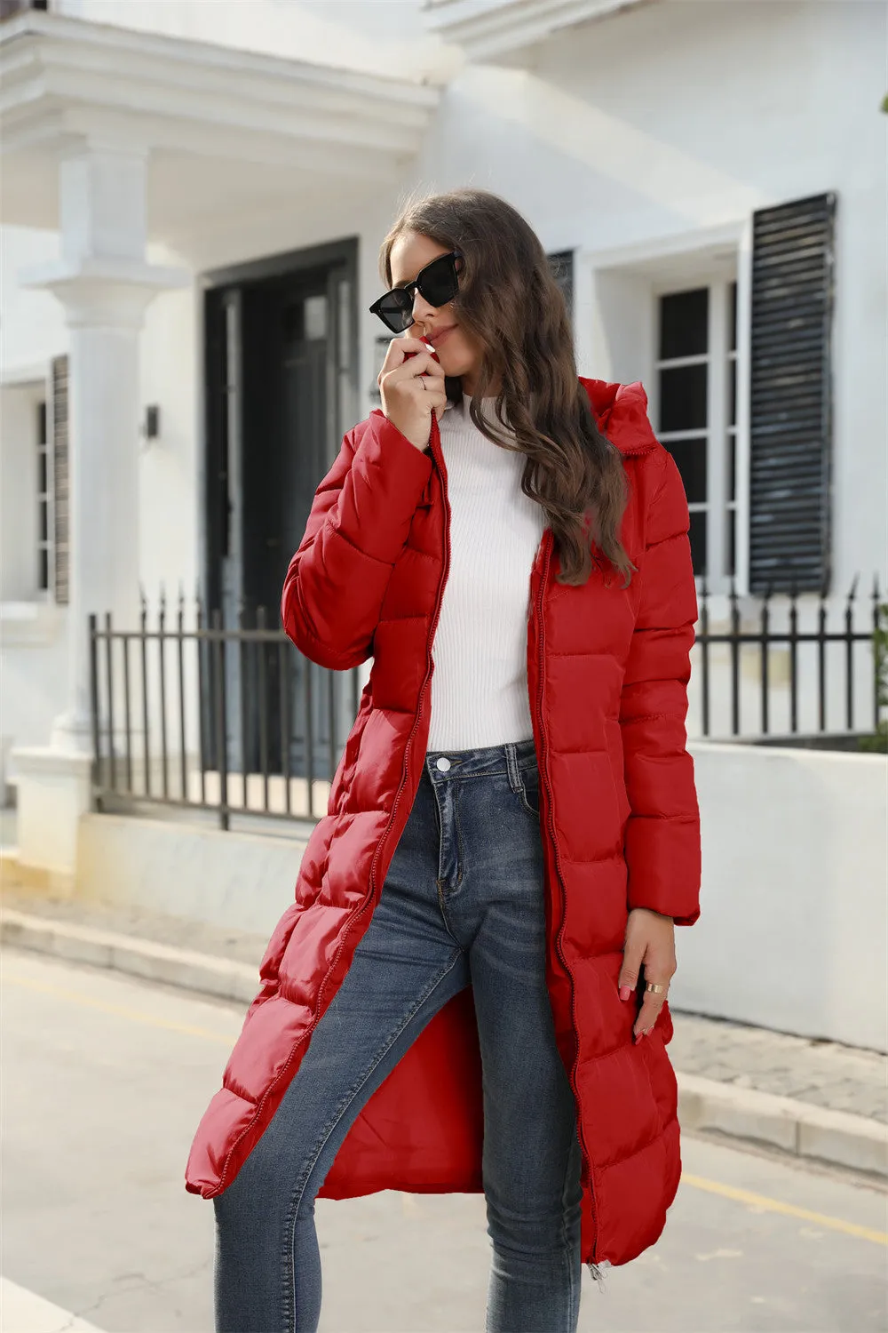 Hooded Long Slim-Fit Winter Cotton Padded Coat