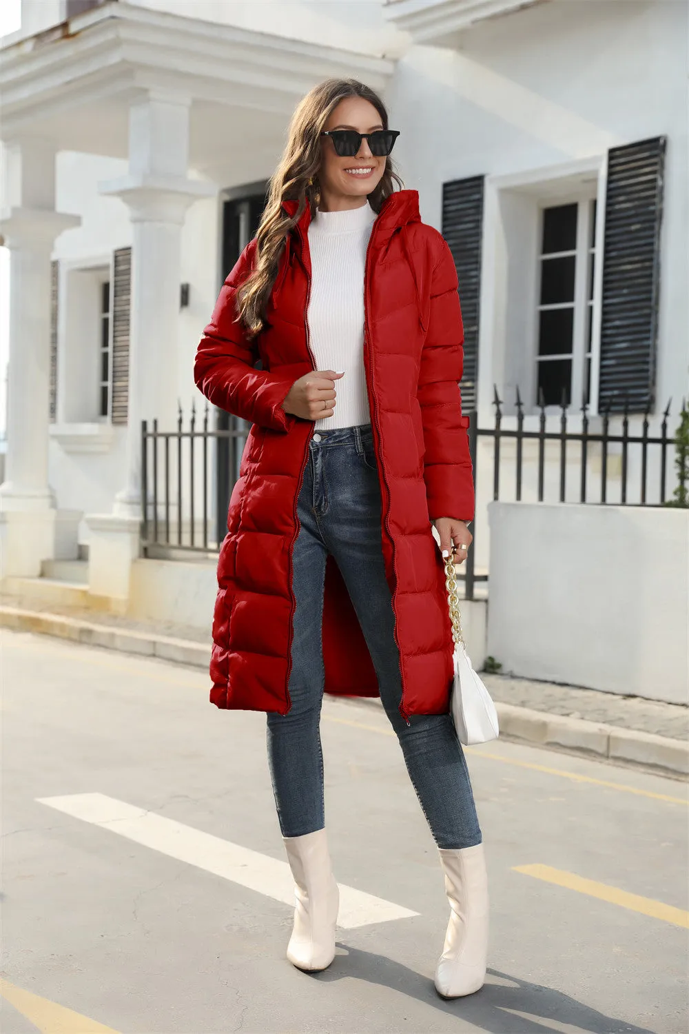 Hooded Long Slim-Fit Winter Cotton Padded Coat