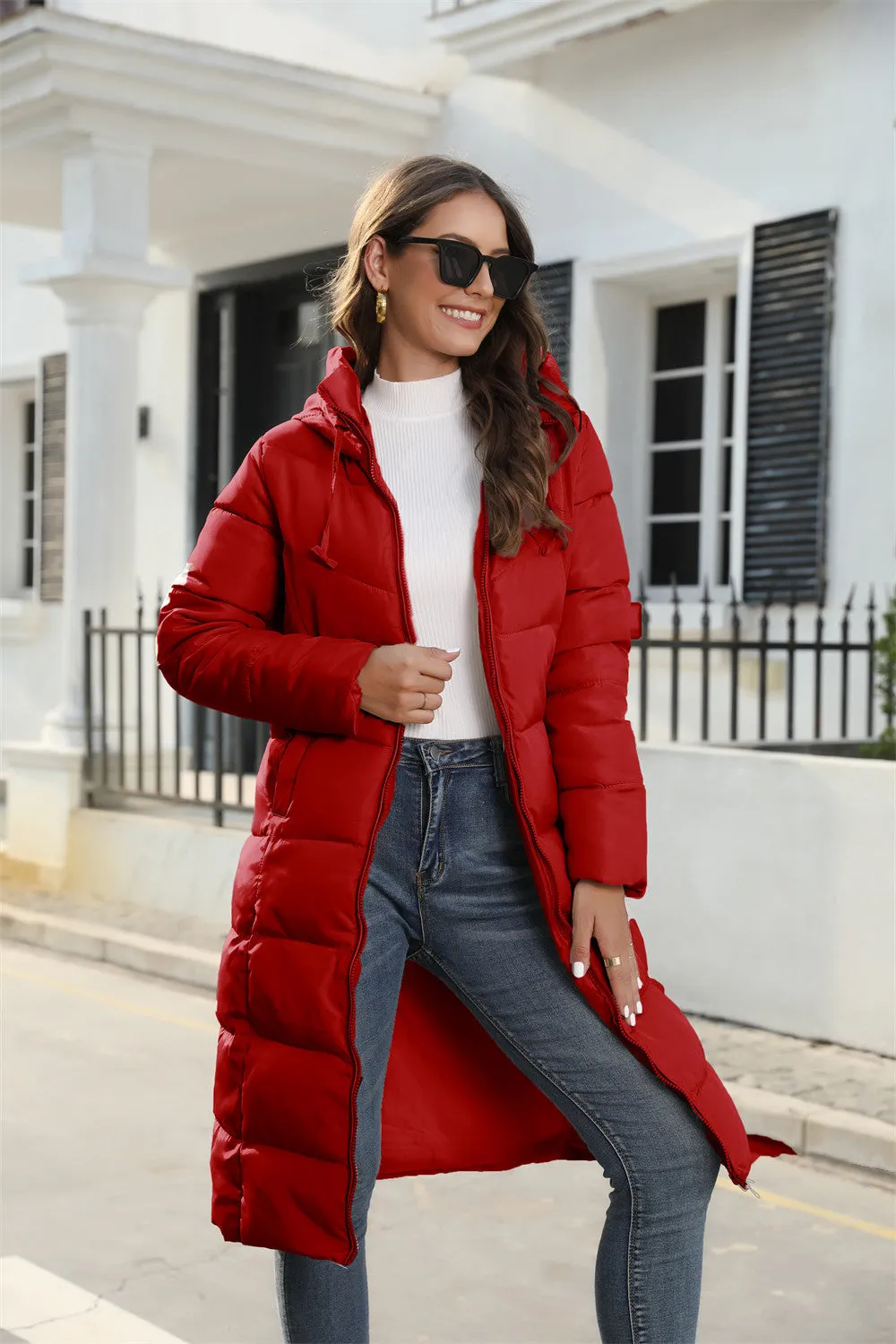 Hooded Long Slim-Fit Winter Cotton Padded Coat
