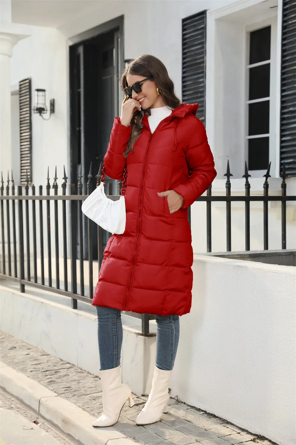 Hooded Long Slim-Fit Winter Cotton Padded Coat