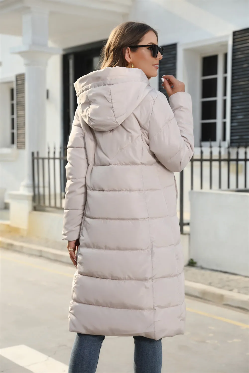 Hooded Long Slim-Fit Winter Cotton Padded Coat