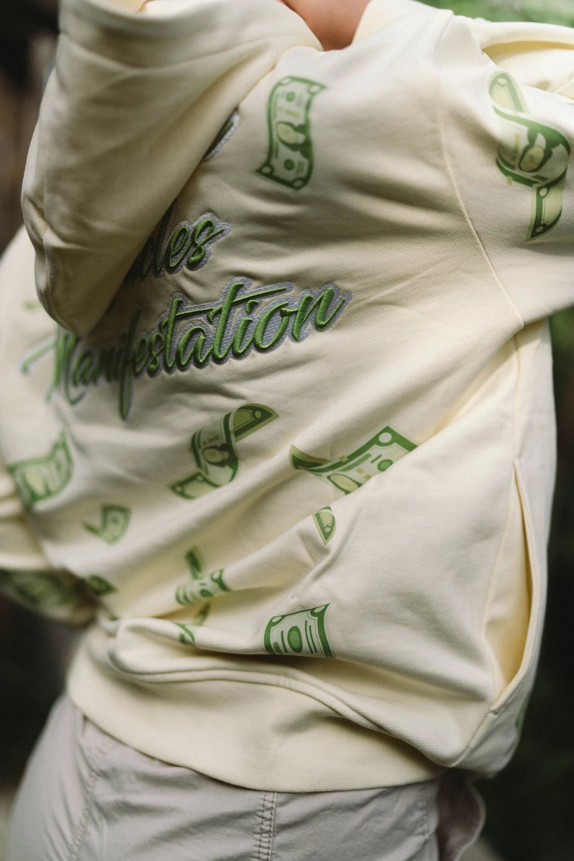 ‘Hoodie Nation’ Rhinestone Affirmation Hoodie - Sand