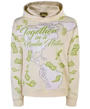‘Hoodie Nation’ Rhinestone Affirmation Hoodie - Sand