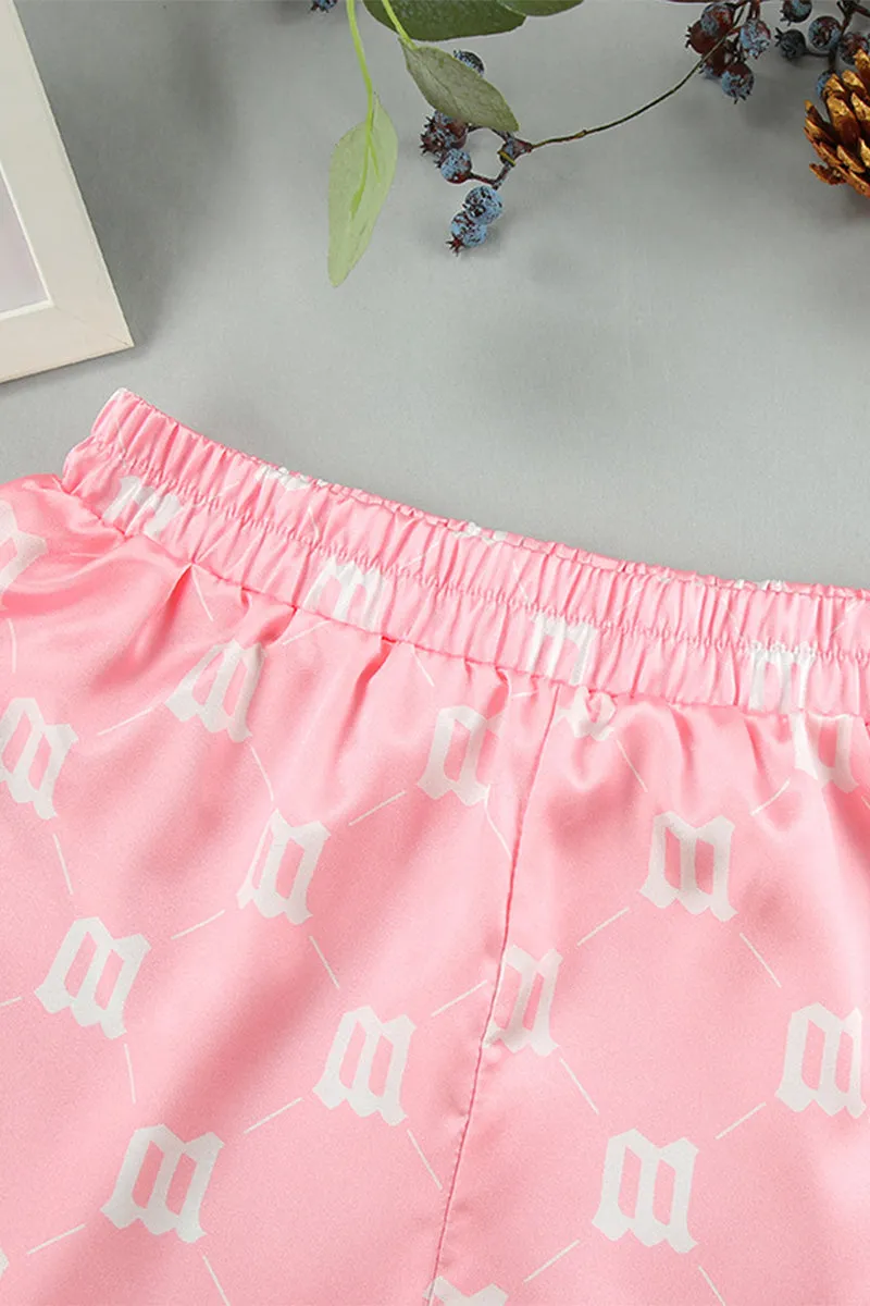 HUP1117 Printed Collared Top & Shorts Set