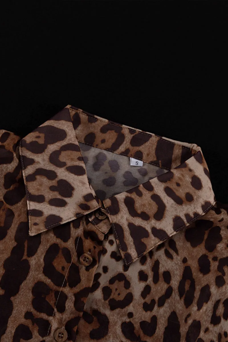 HUQ1043 Leopard Print Top & Shorts Set