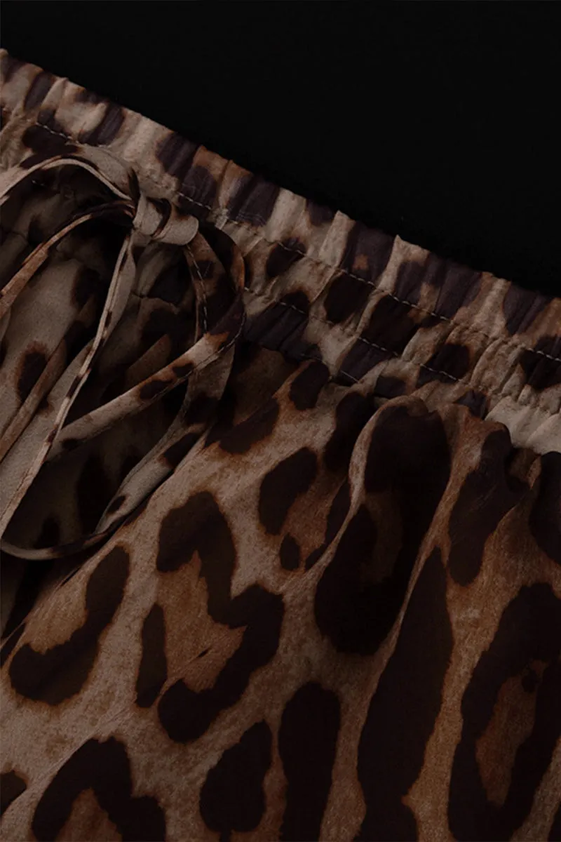 HUQ1043 Leopard Print Top & Shorts Set