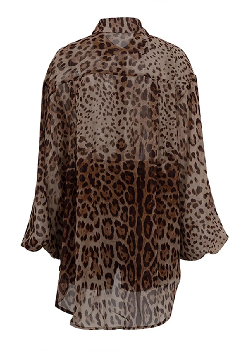 HUQ1043 Leopard Print Top & Shorts Set