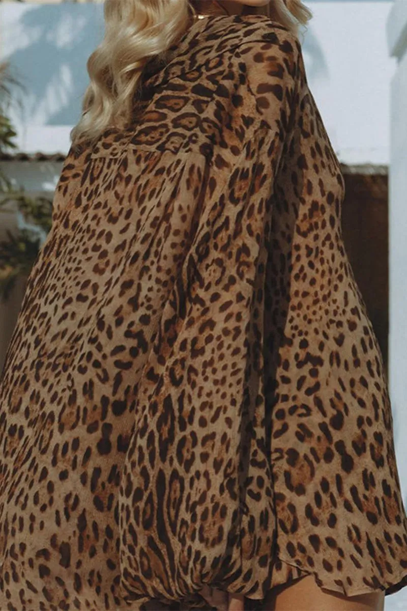 HUQ1043 Leopard Print Top & Shorts Set