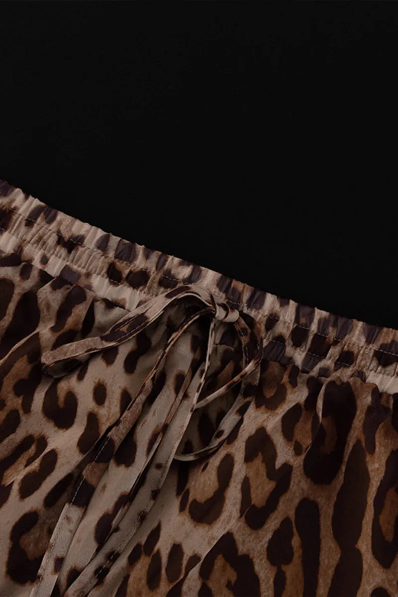 HUQ1043 Leopard Print Top & Shorts Set