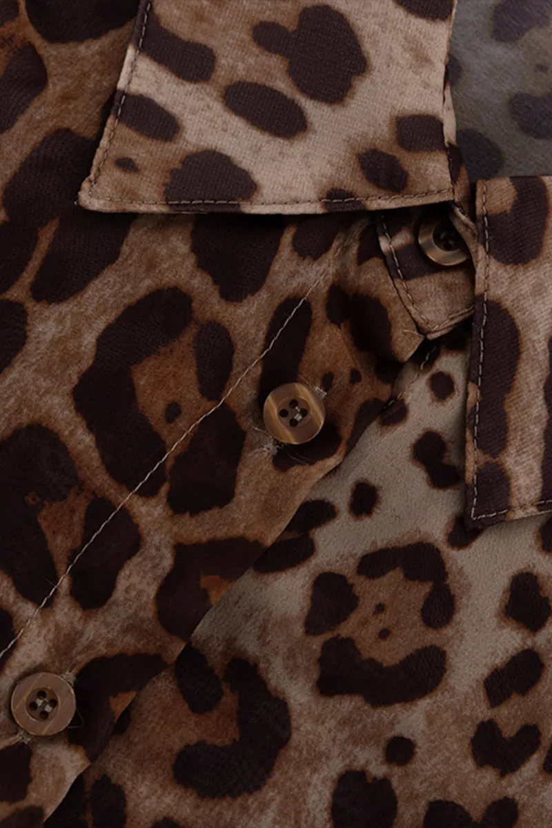 HUQ1043 Leopard Print Top & Shorts Set