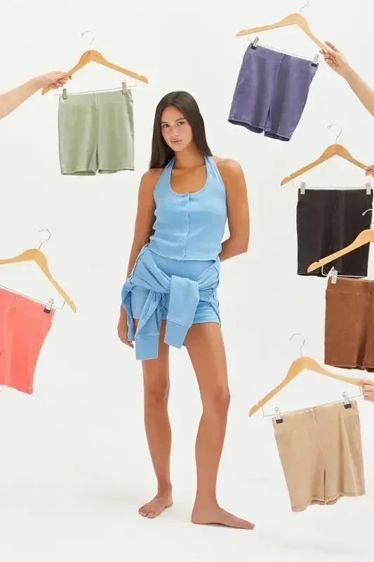 HYFVE High Waist Ribbed Fitted Biker Shorts