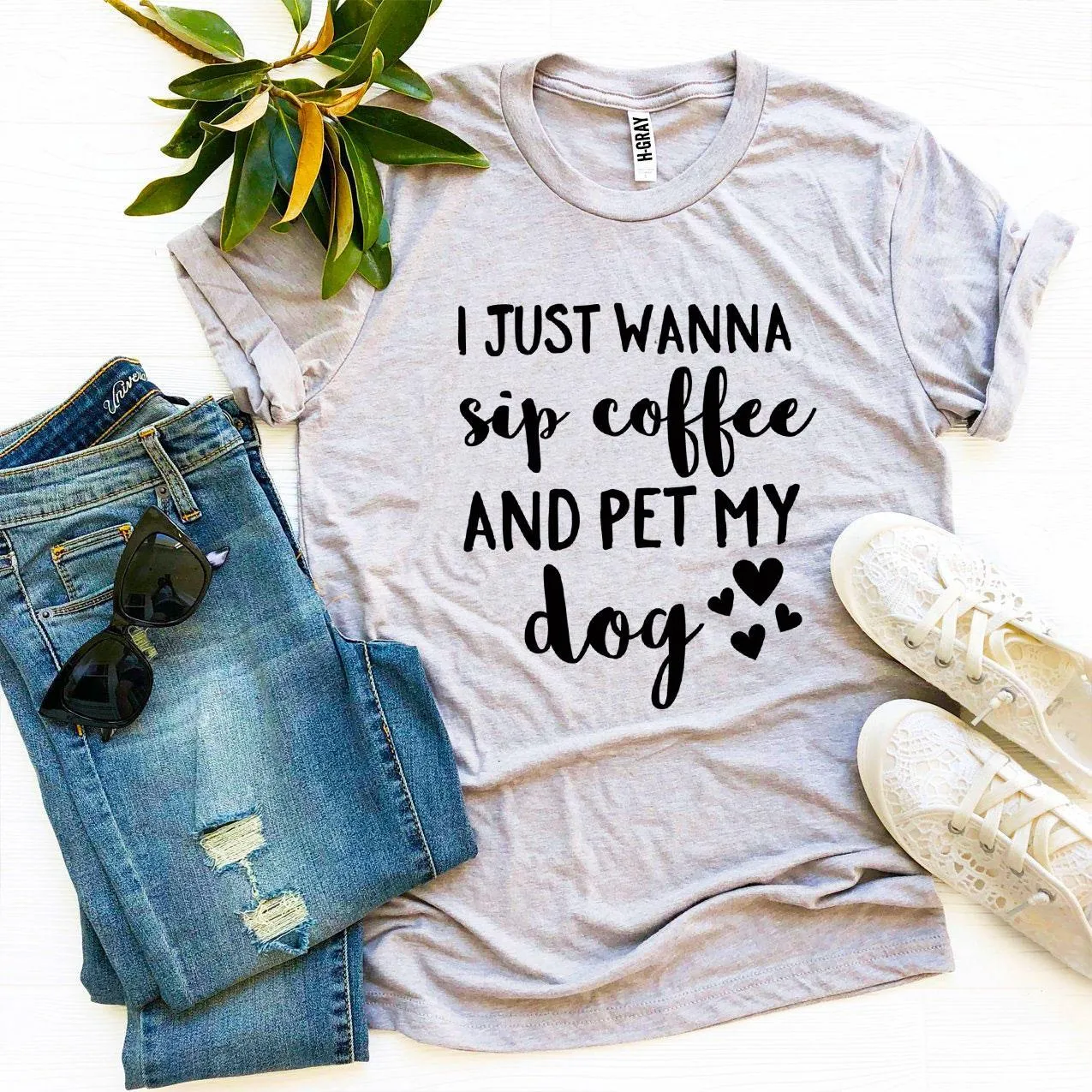 I Just Wanna Sip Coffee And Pet My Dog Women's T-shirt
