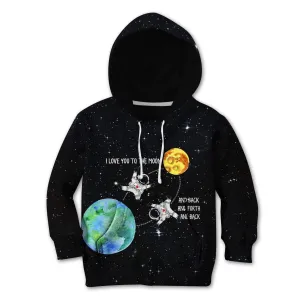 I love you to the moon and back and forth and back Custom Cosplay Kid Hoodie