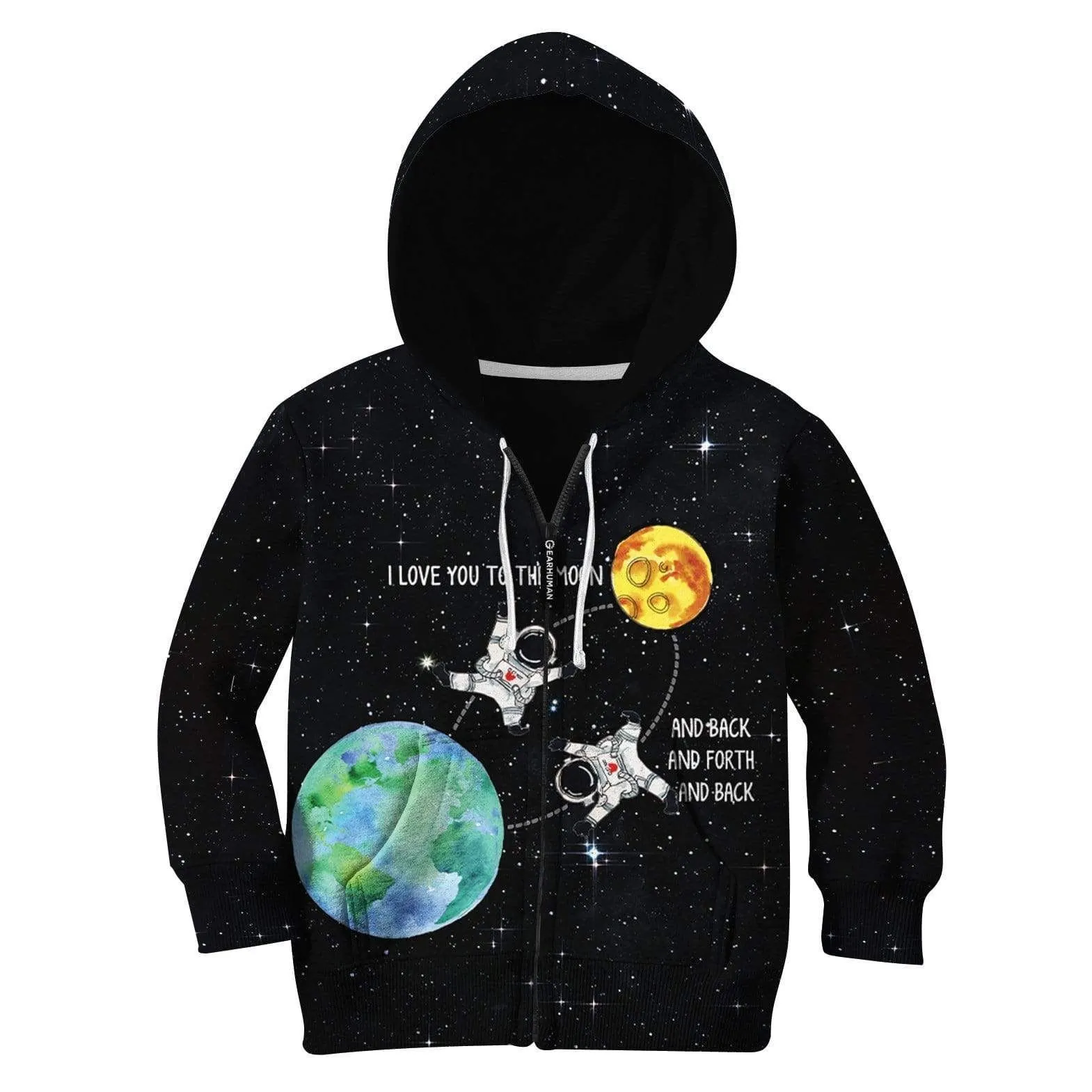 I love you to the moon and back and forth and back Custom Cosplay Kid Hoodie