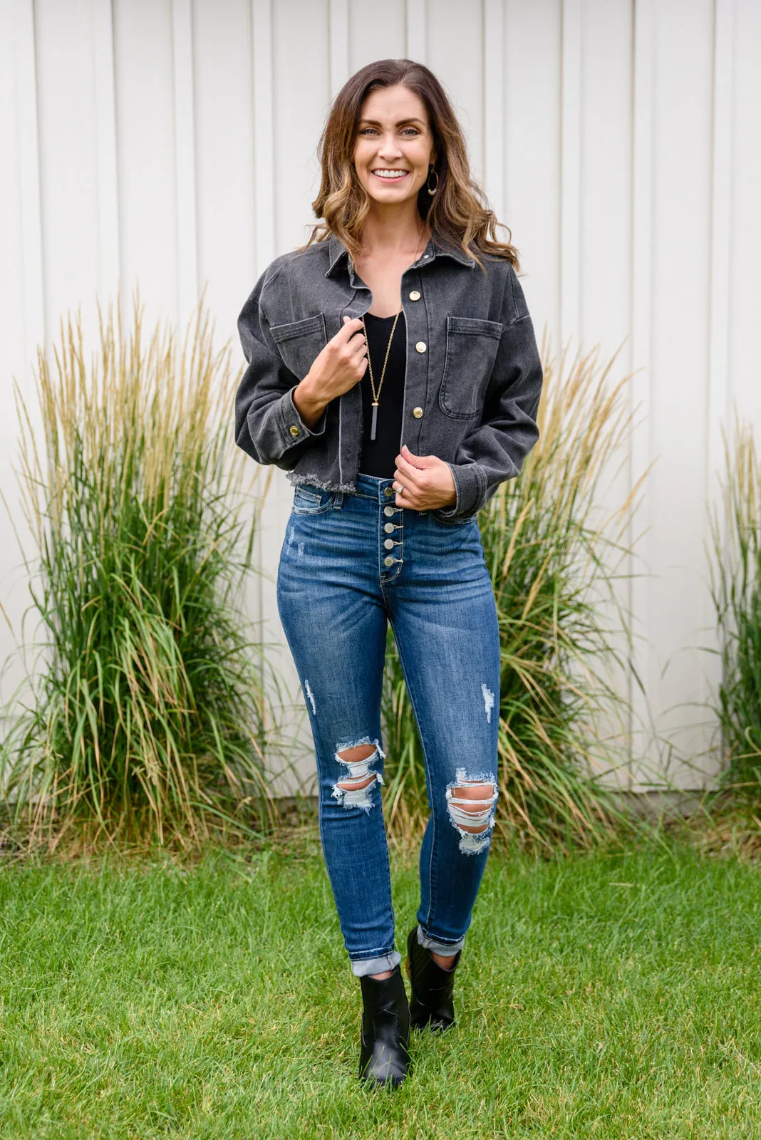 Judy Blue Ari Hi-Rise Button Fly Cuffed Skinny