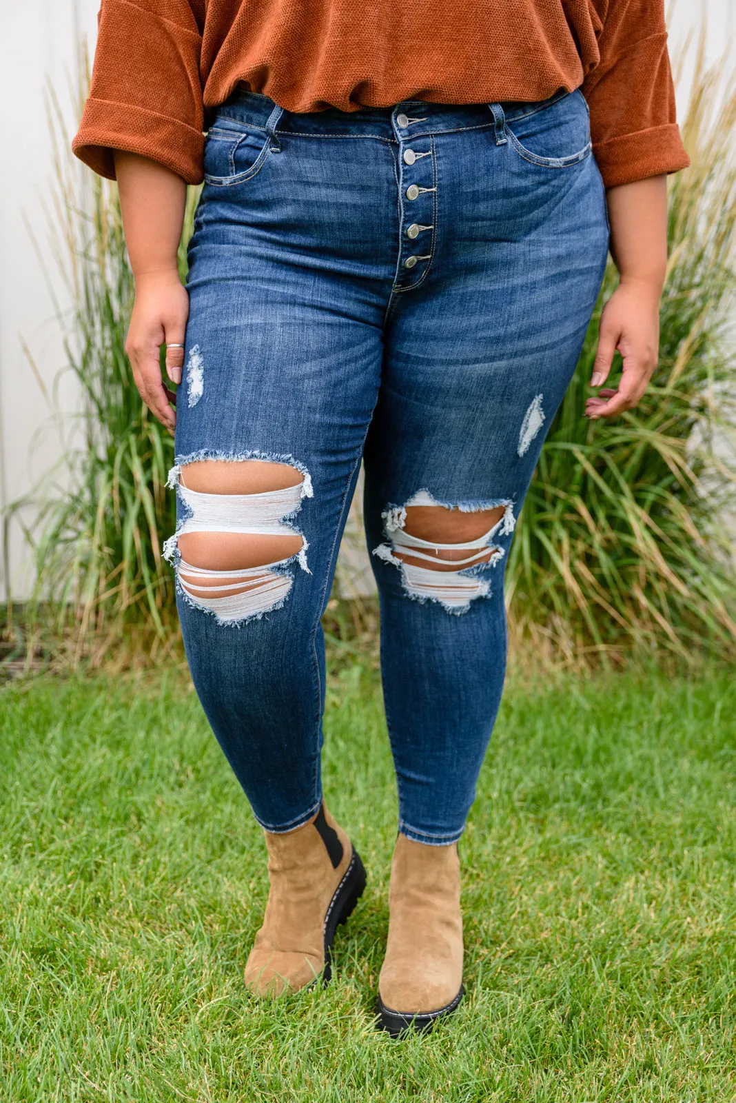 Judy Blue Ari Hi-Rise Button Fly Cuffed Skinny