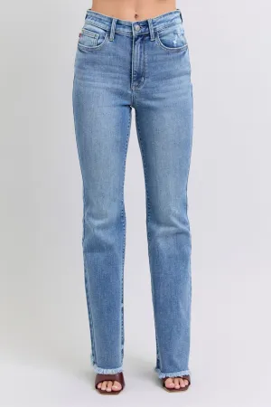 Judy Blue Full Size Raw Hem High Rise Bootcut Jeans 0-24