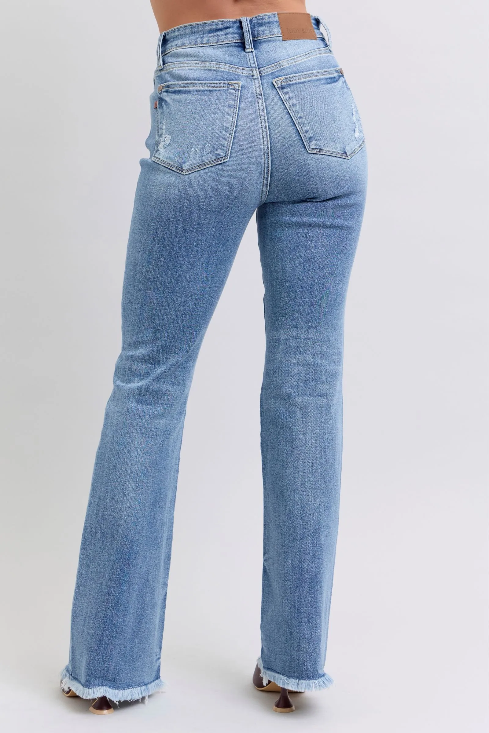 Judy Blue Full Size Raw Hem High Rise Bootcut Jeans 0-24